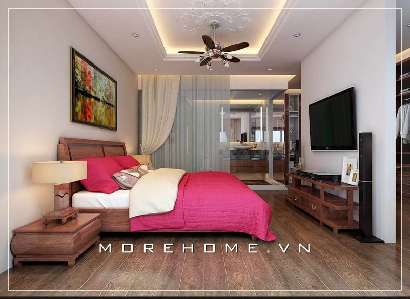 Giường ngủ màu nâu hiện đại được làm từ gỗ tự nhiên sang trọng, chắc chắn vô cùng nổi bật